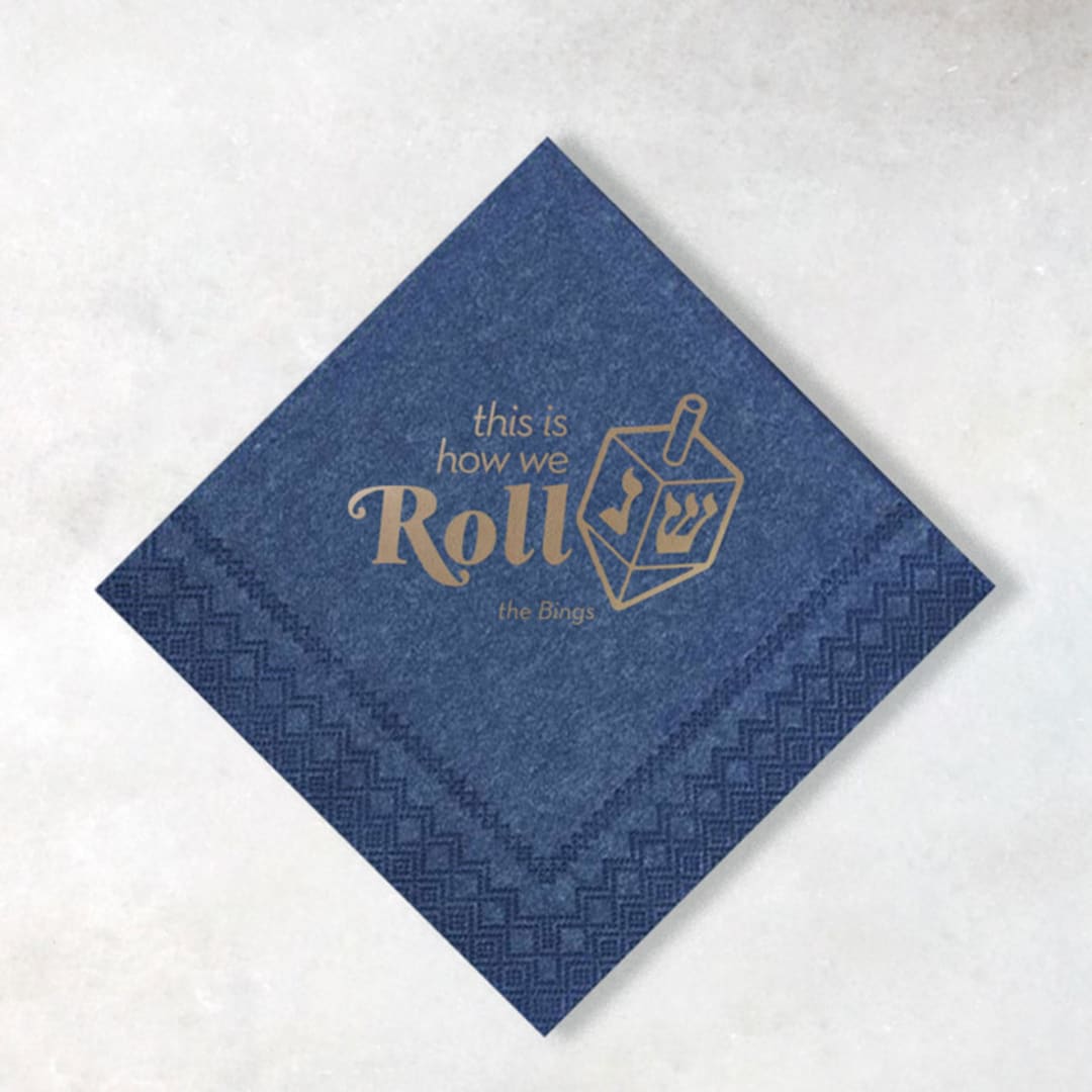 "Custom This Is How We Roll Napkin, cocktail size, set of 100" - Party Napkins in blue by ForYourParty