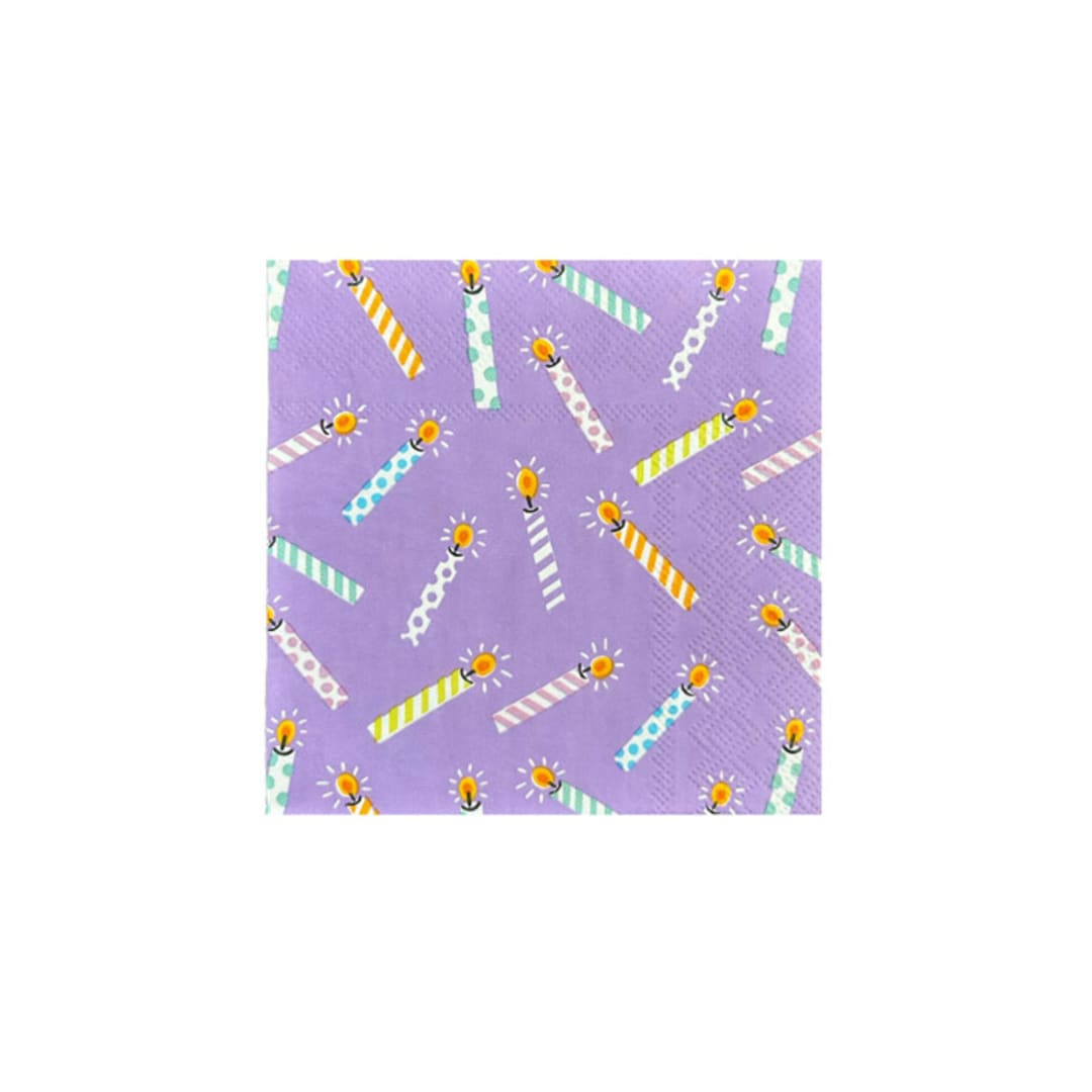 "It's A Birthday Candle Print Petite Napkins - Set of 16" - Party Napkins in multicolor by Jollity and Co