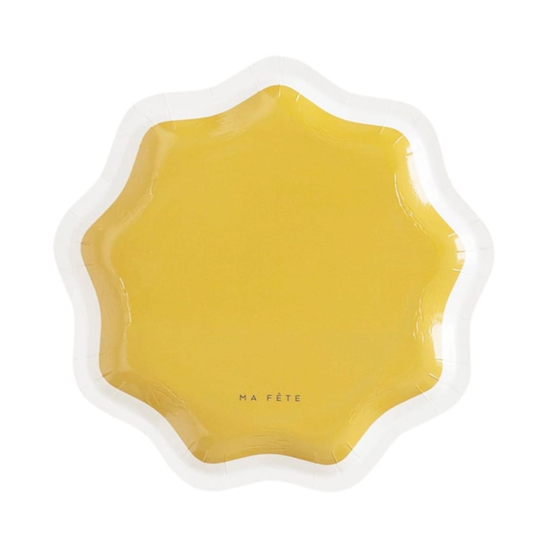 "Signature Dessert Plate, Mustard (4)" - Party Plates and Bowls in yellow by MA FÊTE