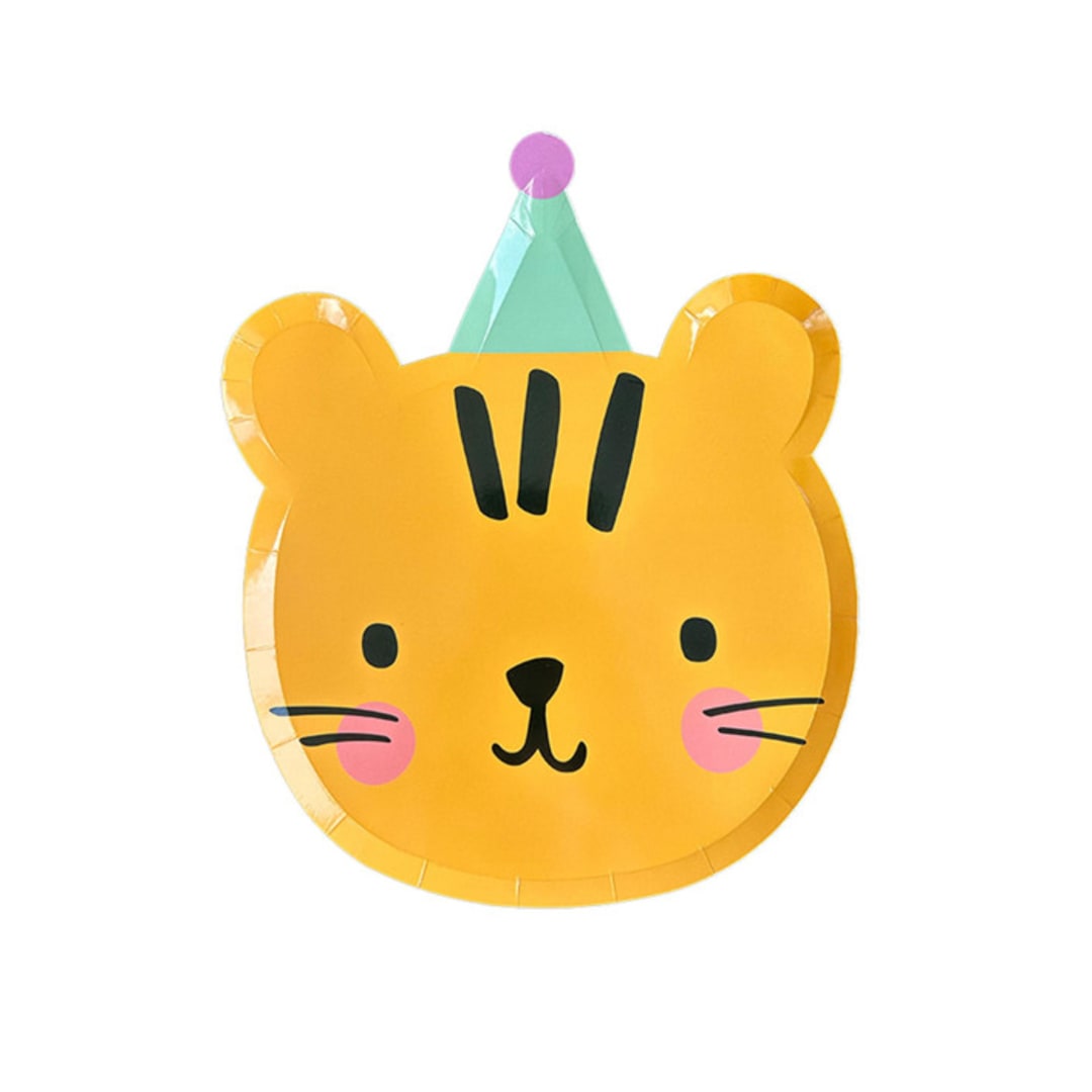 "Little Celebrations Tiger Large Plates - Set of 8" - Party Plates and Bowls in yellow by Jollity and Co