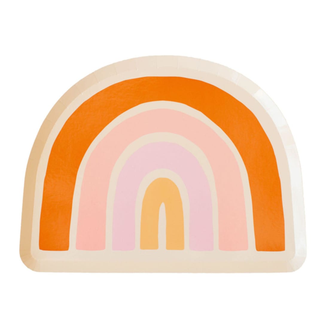 "Boho Rainbow Large Plates - Pack of 8" - Party Plates and Bowls in multicolor by Jollity and Co