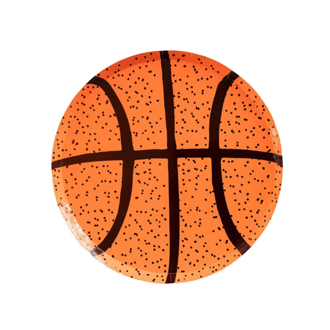 "Good Sport Small Basketball Plates - Pack of 8" - Party Plates and Bowls in orange by Jollity and Co