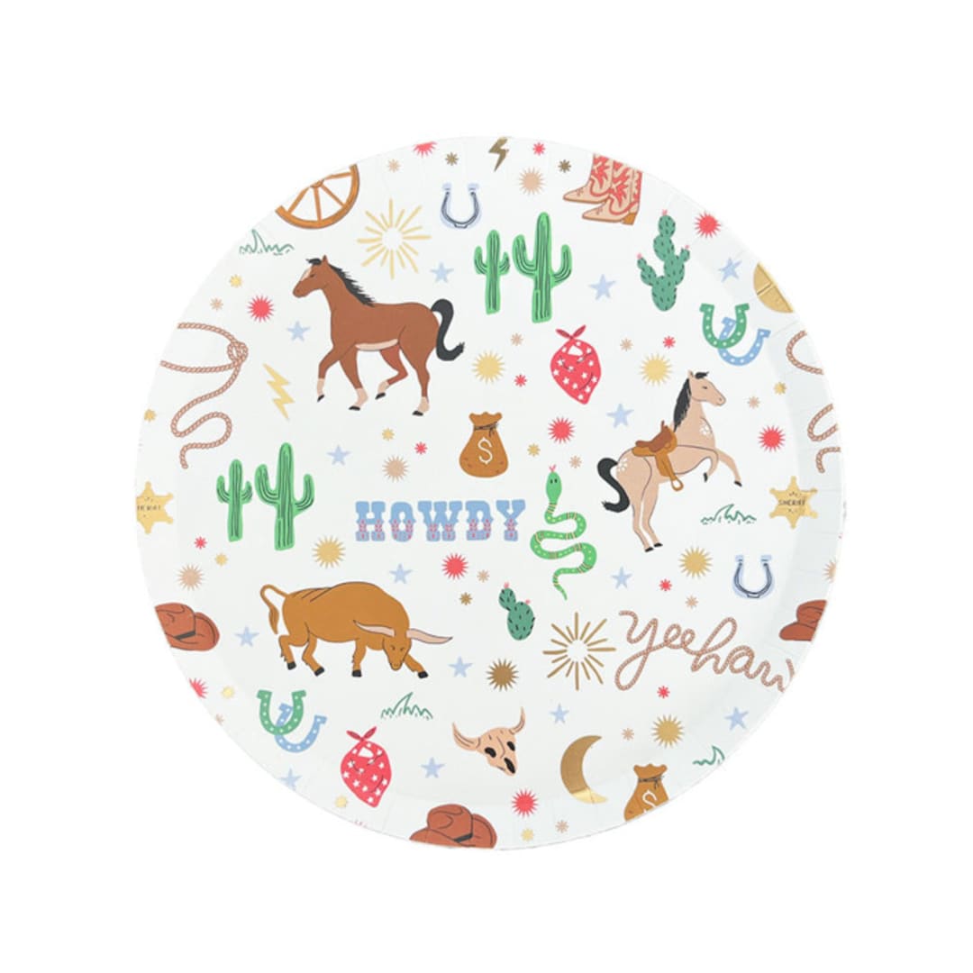 "Yeehaw Small Plates - Pack of 8" - Party Plates and Bowls in multicolor by Jollity and Co