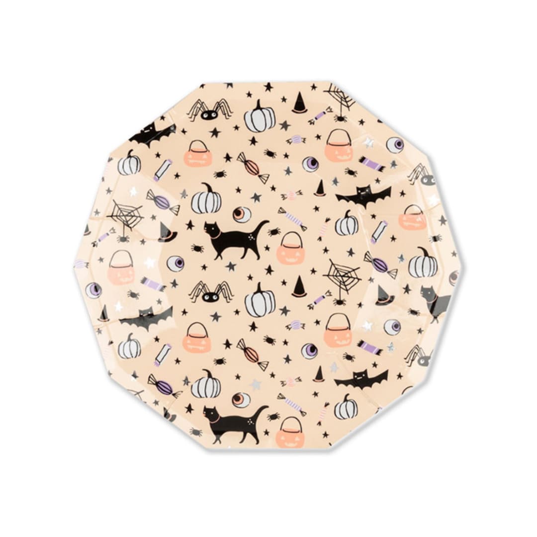 "Hocus Pocus Small Plates" - Party Plates and Bowls in orange by Jollity and Co