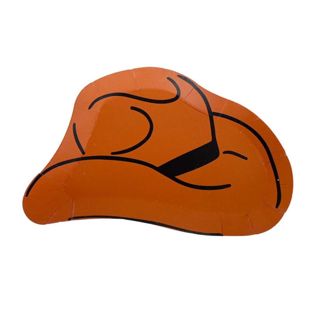 "Yeehaw Large "Cowboy Hat" Plates - Pack of 8" - Party Plates and Bowls in brown by Jollity and Co