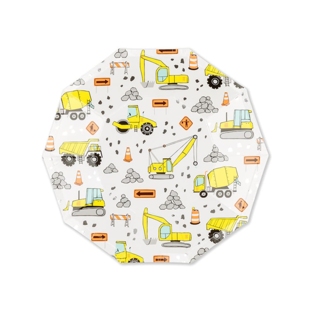 "Under Construction Small Plates - Pack of 8" - Party Plates and Bowls in multicolor by Jollity and Co