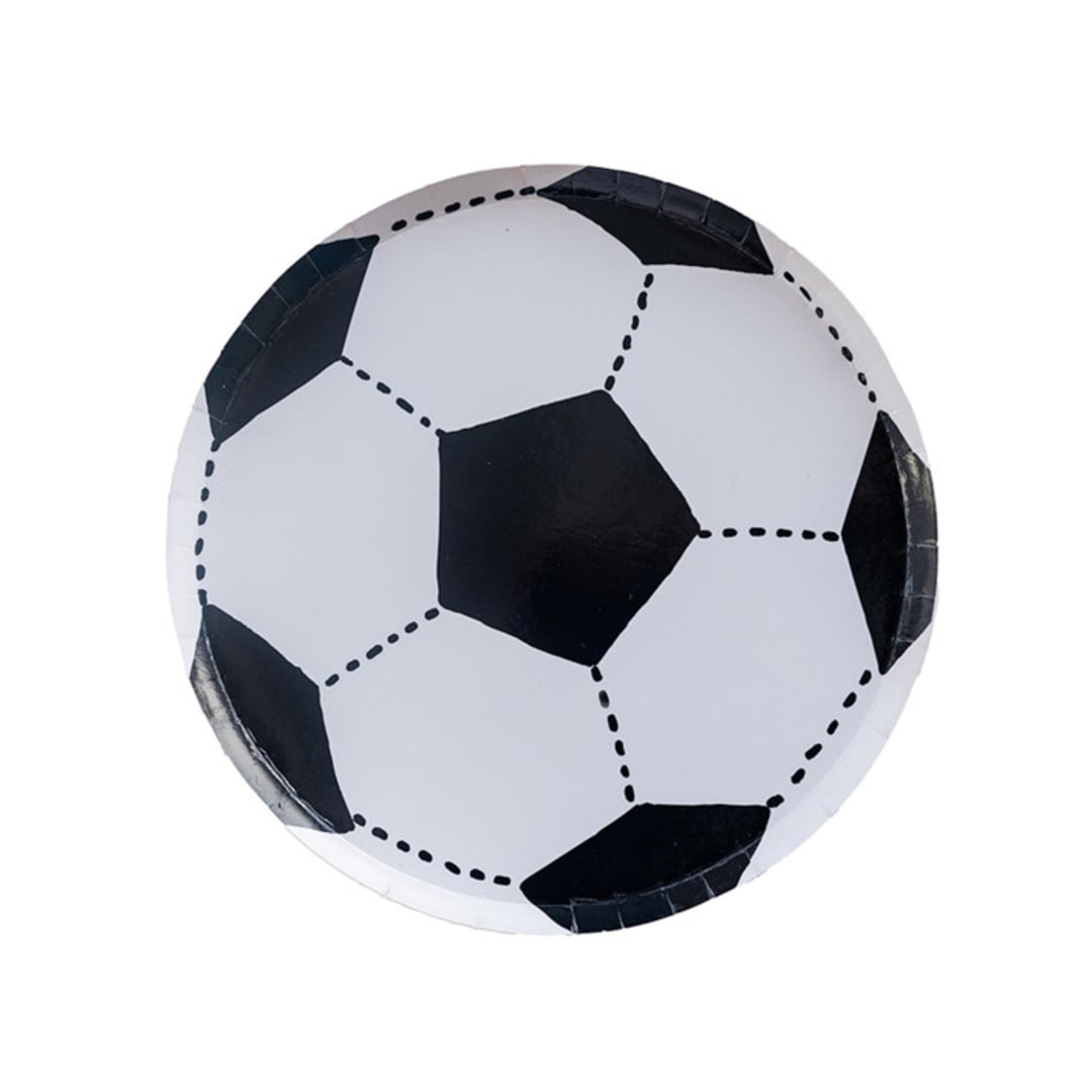 "Good Sport Small Soccer Ball Plates - Pack of 8" - Party Plates and Bowls in white by Jollity and Co