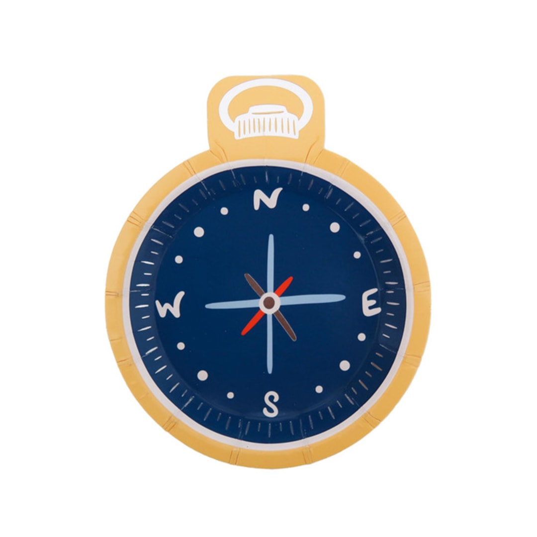 "Camp Explorer Compass Small Plates - Set of 8" - Party Plates and Bowls in blue by Jollity and Co