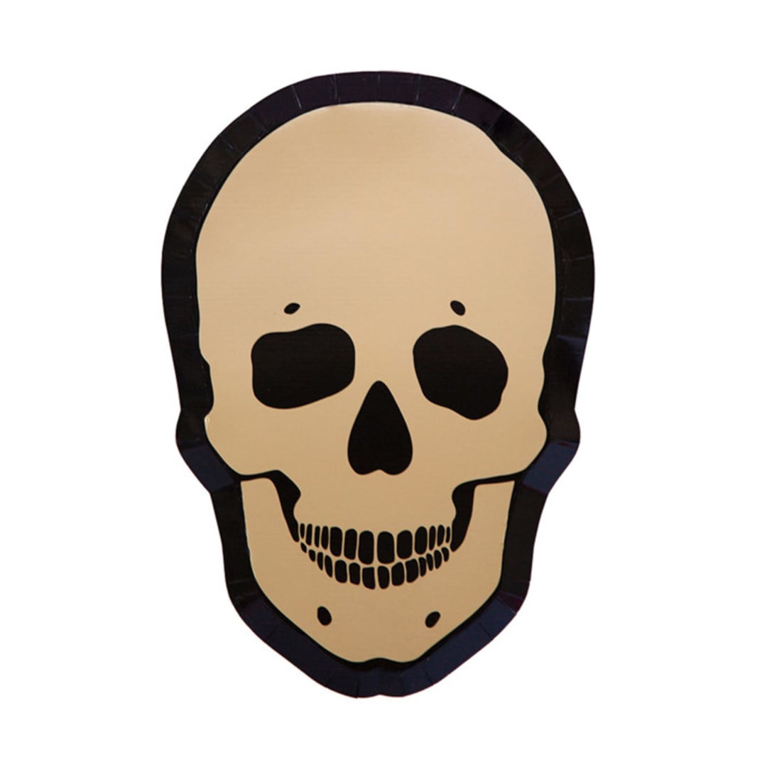 "Gold Skull Dinner Plates - Set of 8" - Party Plates and Bowls in gold by Jollity and Co