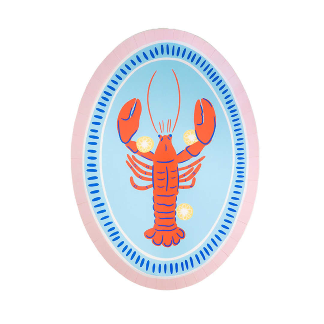 "Le Dinner Lobster Platter Plates - Set of 8" - Party Plates and Bowls in multicolor by Jollity and Co