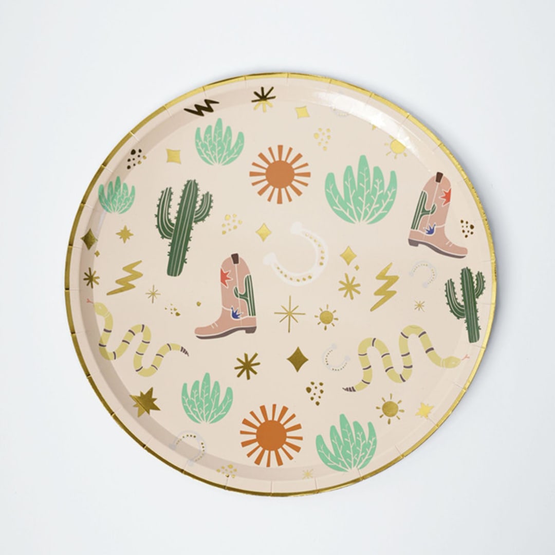 "Western Dinner Plates (x12)" - Party Plates and Bowls in multicolor by POP Party Supplies