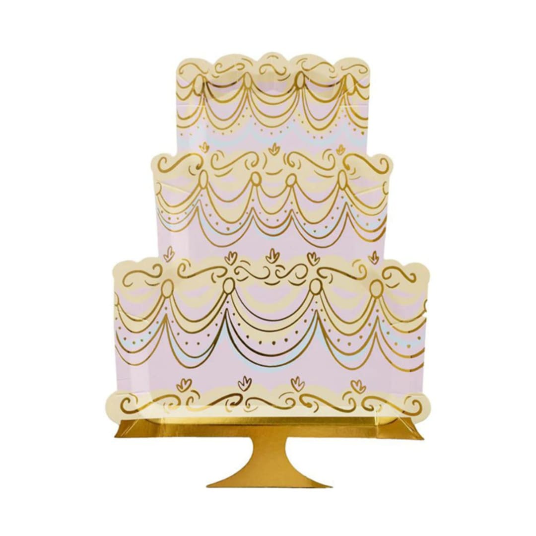 "Let Them Eat Cake Large "Cake" Plates - Pack of 8" - Party Plates and Bowls in multicolor by Jollity and Co