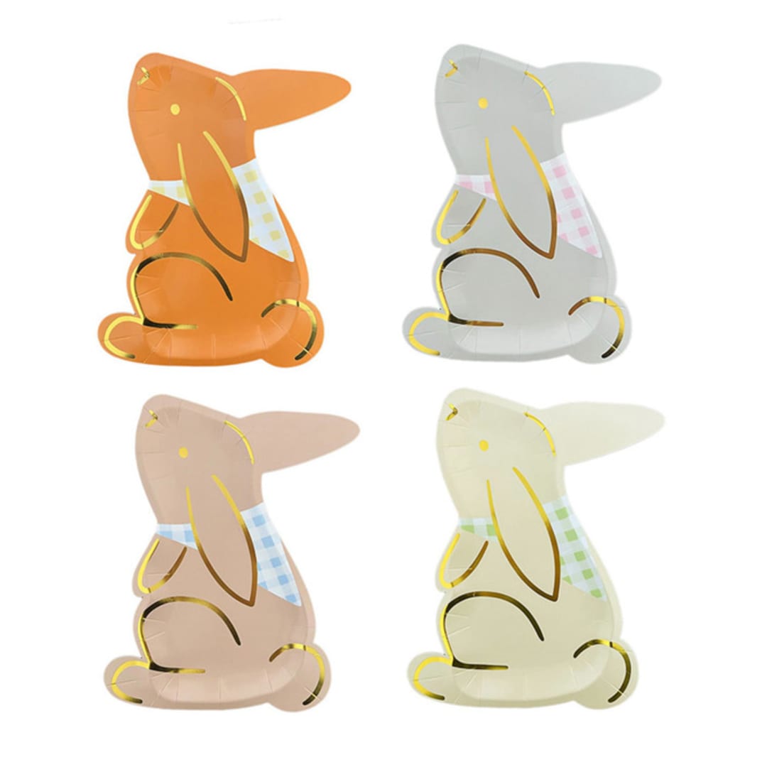 "Bunnies In The Garden Large "Bunny" Plates - Set of 8" - Party Plates and Bowls in multicolorassorted-colors by Jollity and Co