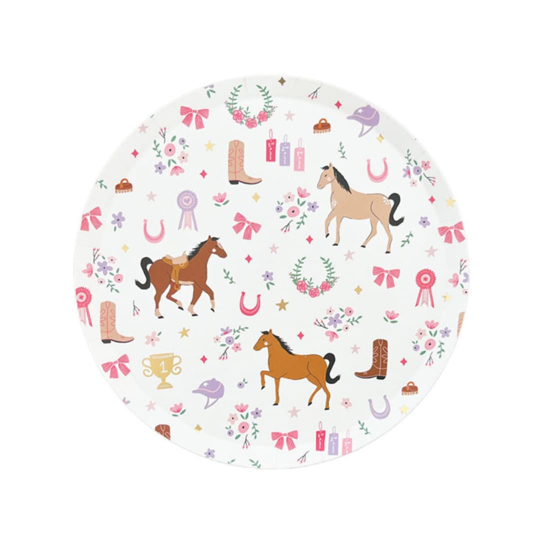 "Pony Tales Small Plates - Pack of 8" - Party Plates and Bowls in multicolor by Jollity and Co
