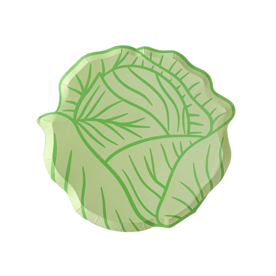 "Bunnies In The Garden Cabbage Large Plates - Set of 8" - Party Plates and Bowls in green by Jollity and Co
