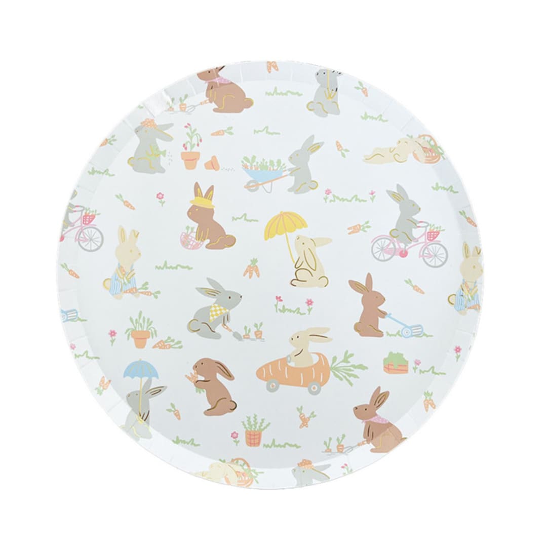 "Bunnies in the Garden Large Plates - Set of 8" - Party Plates and Bowls in multicolorassorted-colors by Jollity and Co