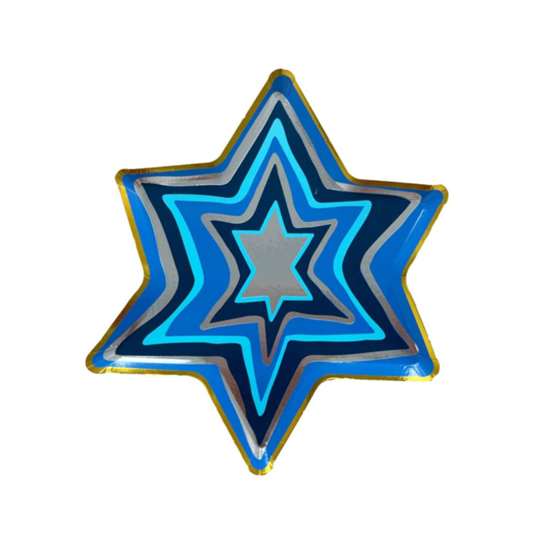 "Festival of Lights "Star" Small Plates - Set of 8" - Party Plates and Bowls in blue by Jollity and Co