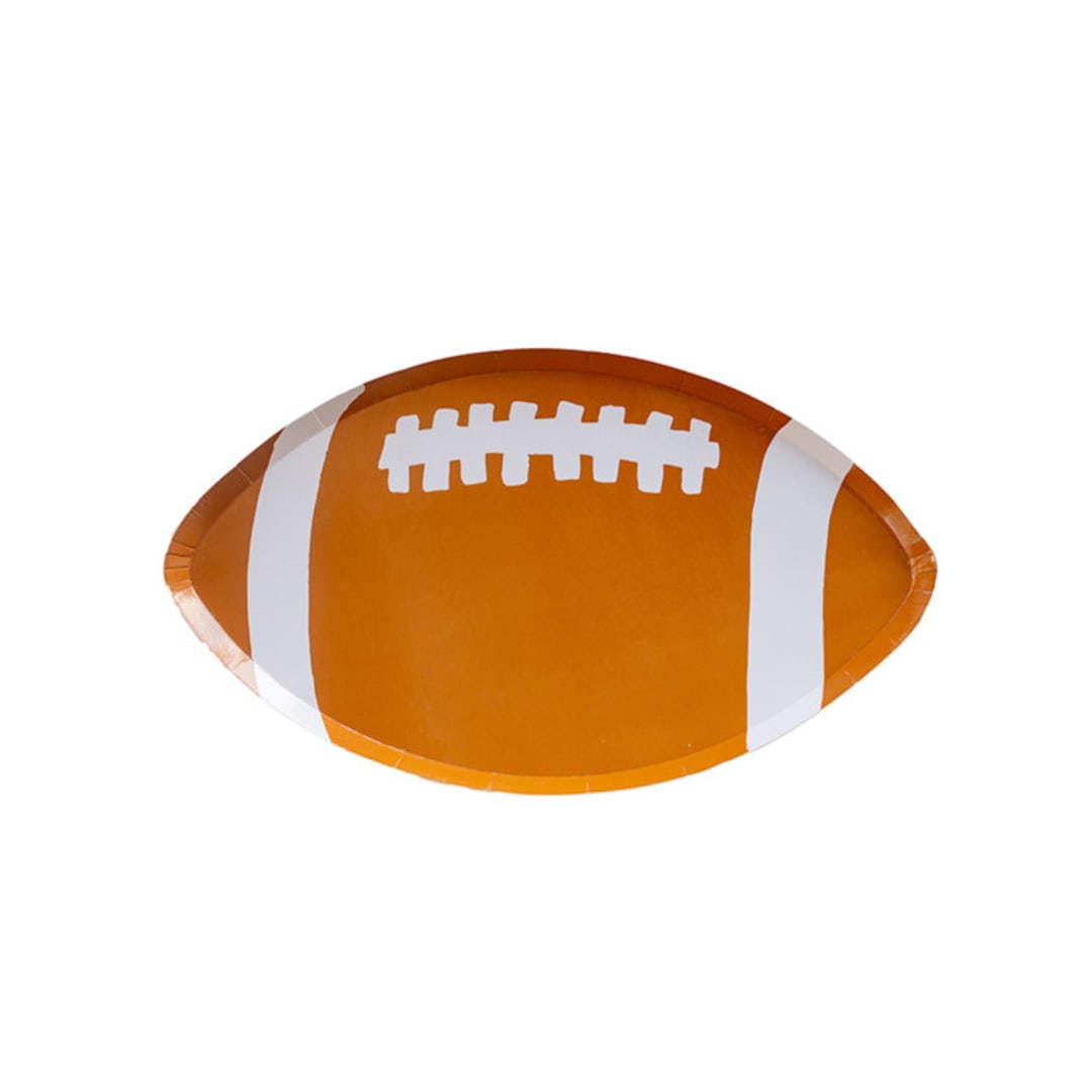 "Good Sport Small Football Plates - Pack of 8" - Party Plates and Bowls in brown by Jollity and Co