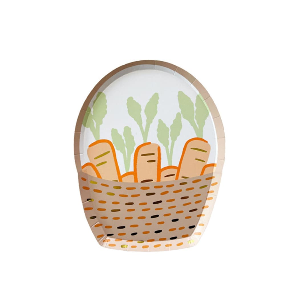 "Bunnies In The Garden Small Basket Plates - Set of 8" - Party Plates and Bowls in brown by Jollity and Co