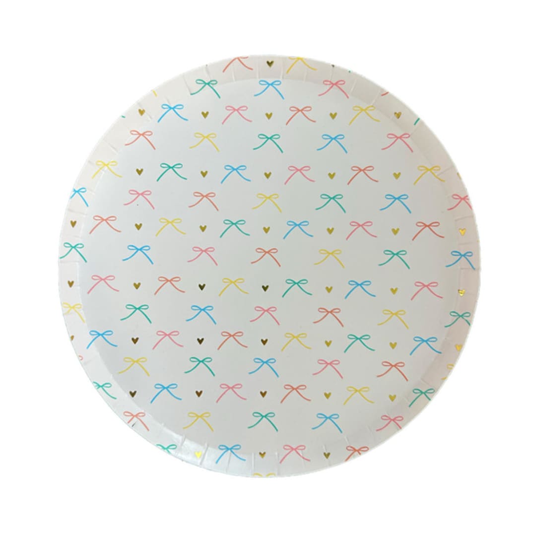 "Bows Dinner Plates - Set of 8" - Party Plates and Bowls in multicolor by Jollity and Co