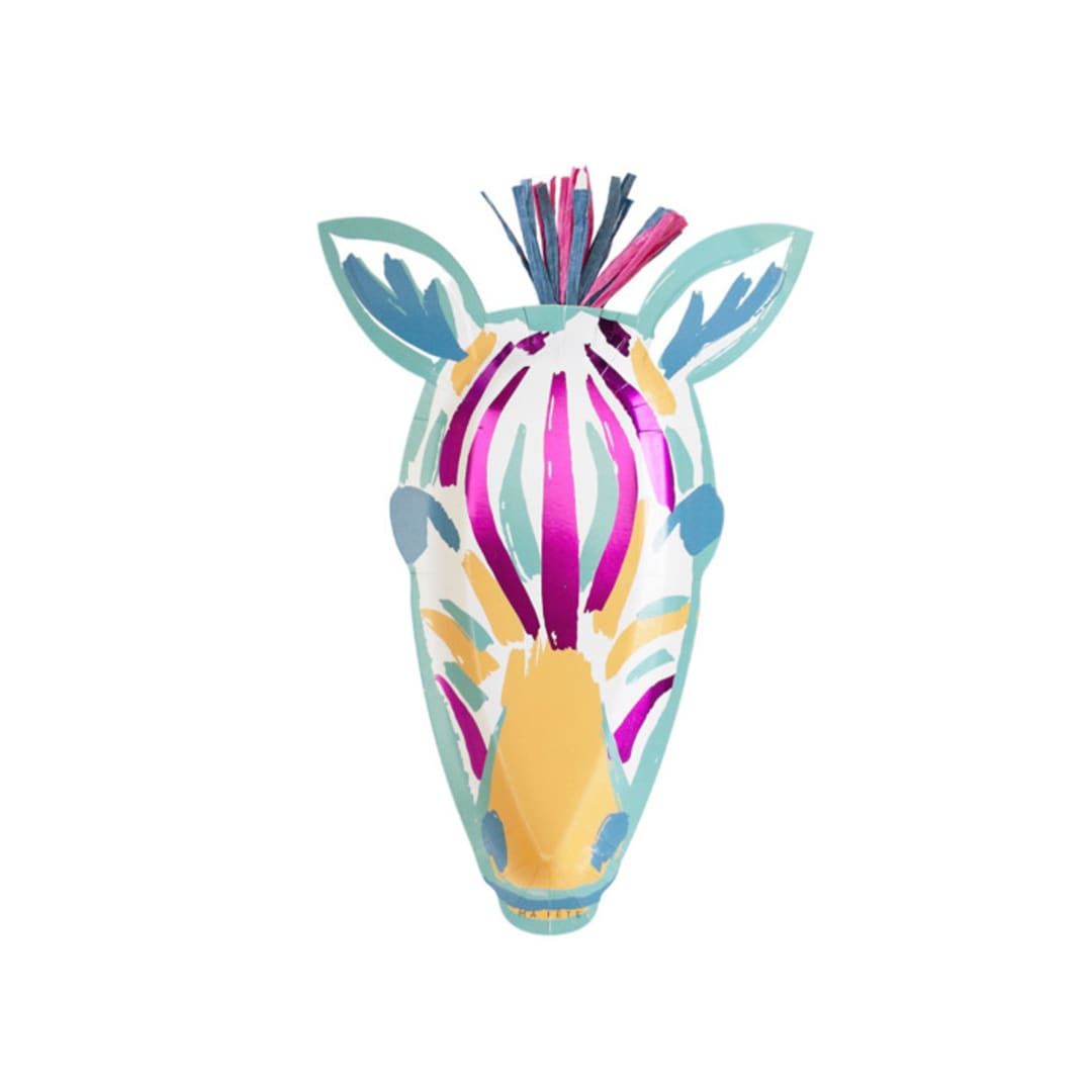 "Safari Zebra Platter - Pack of 4" - Party Plates and Bowls in multicolor by MA FÊTE