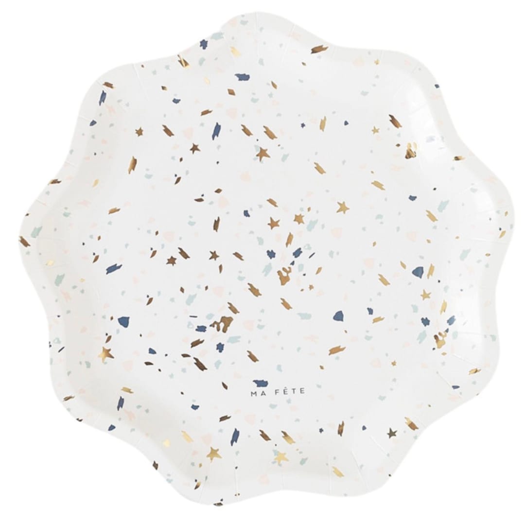 "Terrazzo Dinner Plates (8)" - Party Plates and Bowls in white by MA FÊTE