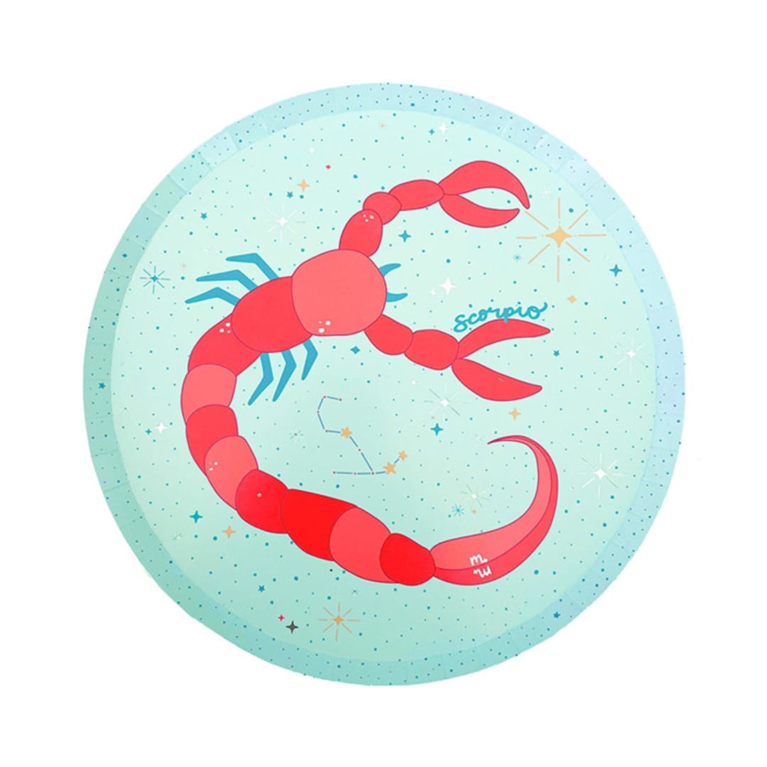 "Zodiac Scorpio Dinner Plates - Set of 8" - Party Plates and Bowls in pink by Jollity and Co