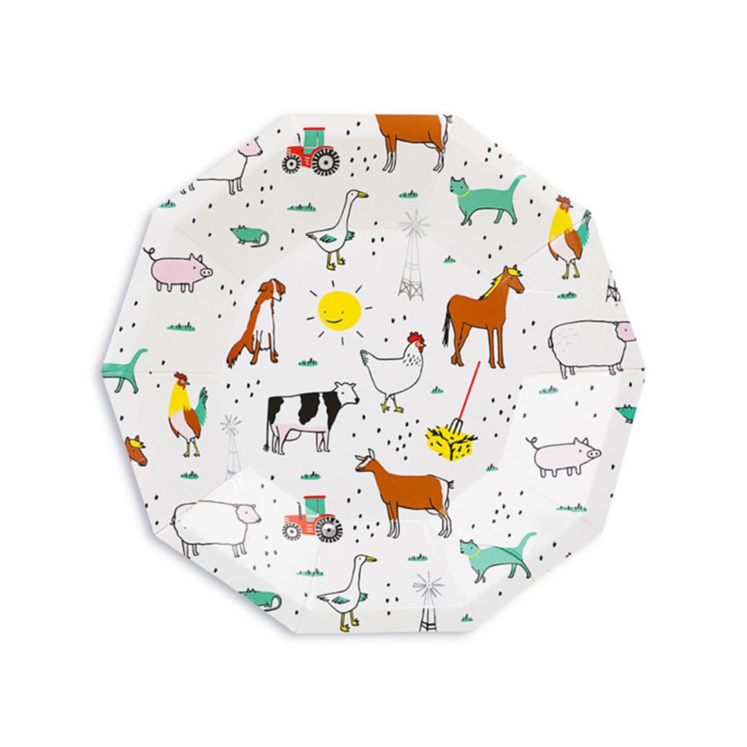 "On the Farm Small Plates - Pack of 8" - Party Plates and Bowls in multicolor by Jollity and Co