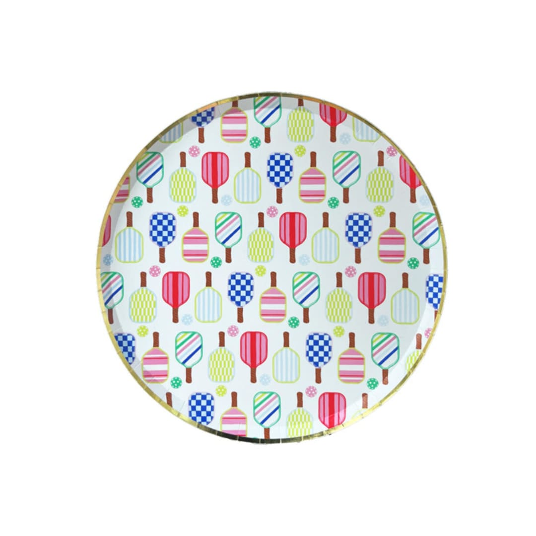 "Pickleball Social Club Dessert Plates - Set of 8" - Party Plates and Bowls in multicolor by Jollity and Co