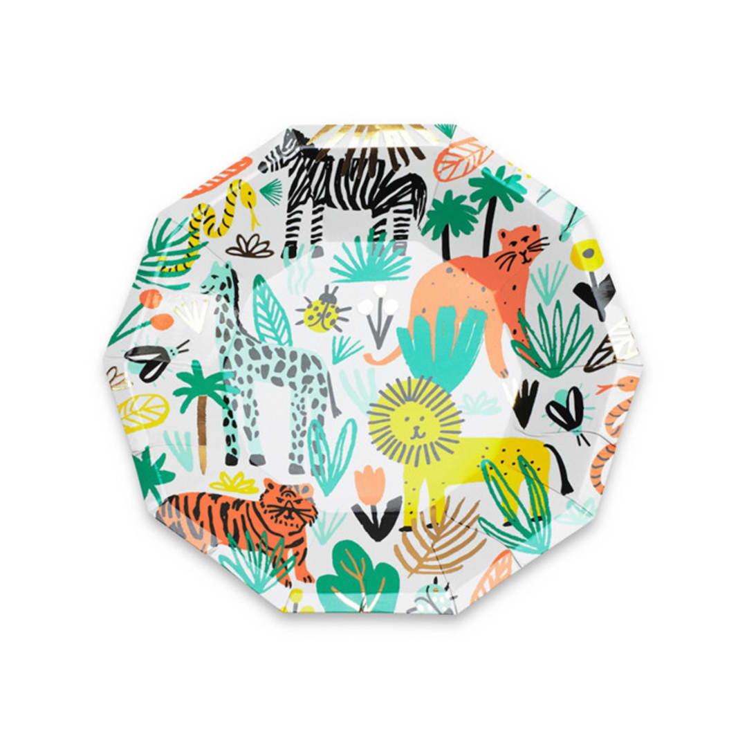 "Into the Wild Small Plates - Pack of 8" - Party Plates and Bowls in multicolor by Jollity and Co
