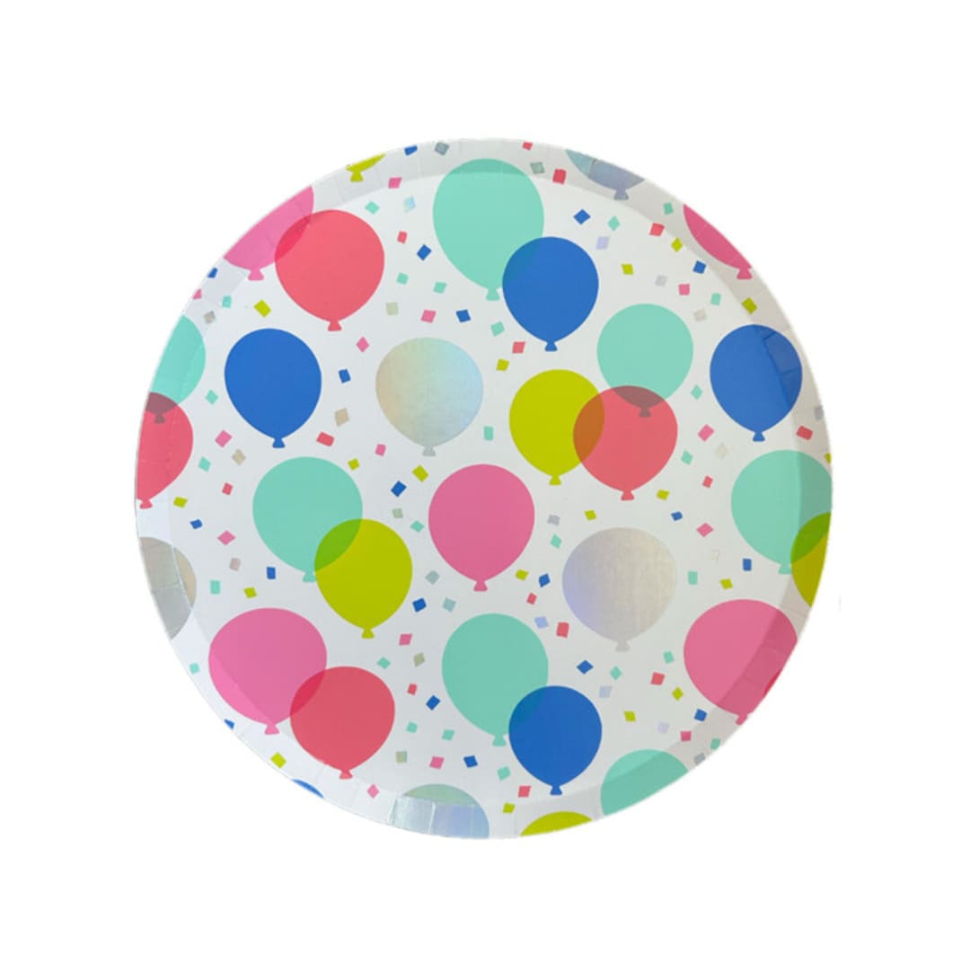 "It's A Birthday Balloon Large Plates - Set of 8" - Party Plates and Bowls in multicolor by Jollity and Co