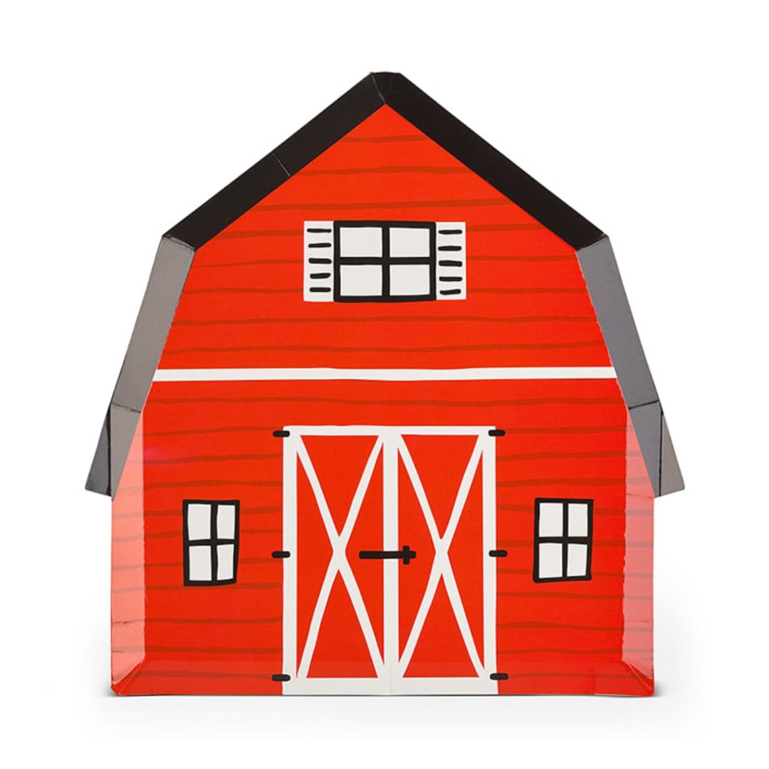 "On the Farm Large Plates - Pack of 8" - Party Plates and Bowls in red by Jollity and Co
