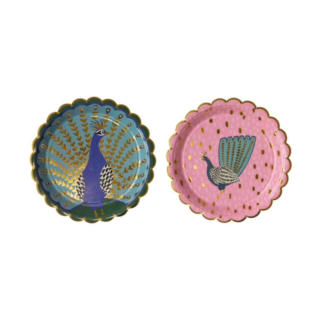 "Tropical Dinner Plates, Peacocks - Pack of 8" - Party Plates and Bowls in multicolorassorted-colors by MA FÊTE