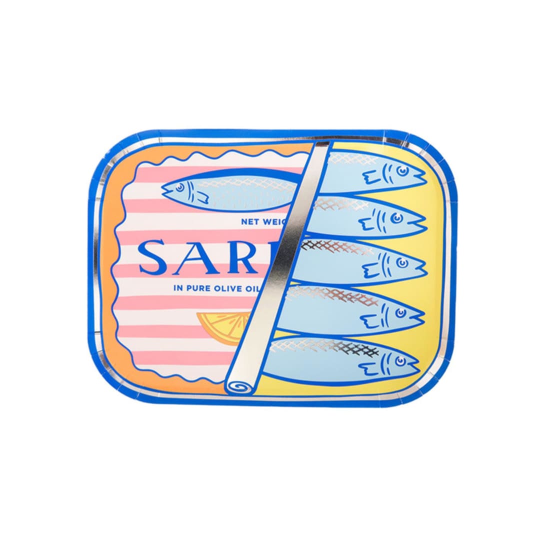 "Le Dinner Sardine Can Dinner Plates - Set of 8" - Party Plates and Bowls in multicolor by Jollity and Co