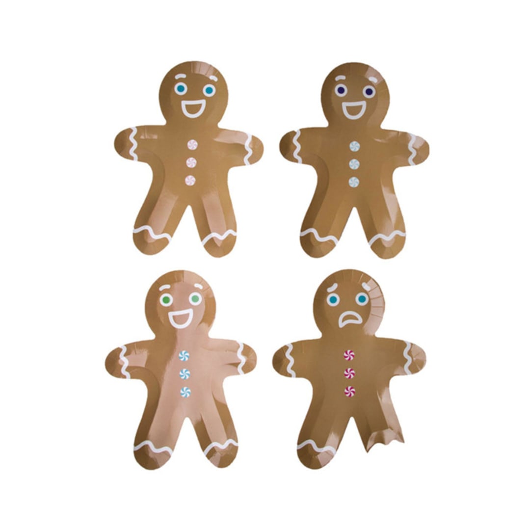 "Gingerbread Men Dessert Plates - Set of 8" - Party Plates and Bowls in brown by Jollity and Co