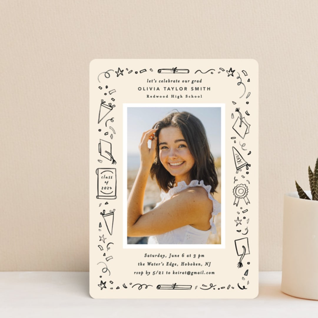 "Iconic" - Graduation Party Invitations in Sand by Creo Study - Front