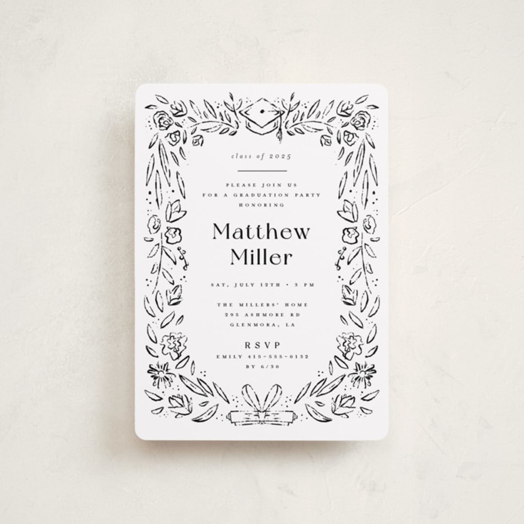 "Hand-drawn Grad Frame" - Graduation Party Invitations in Ink by Darryl Don Doctor - Front