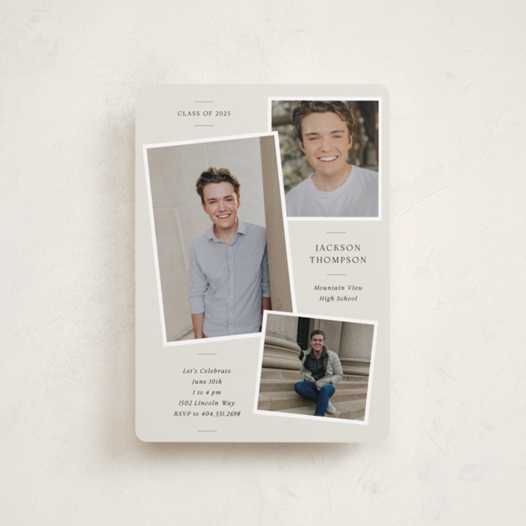 "A Trio" - Graduation Party Invitations in Creamery by That Girl Press - Front