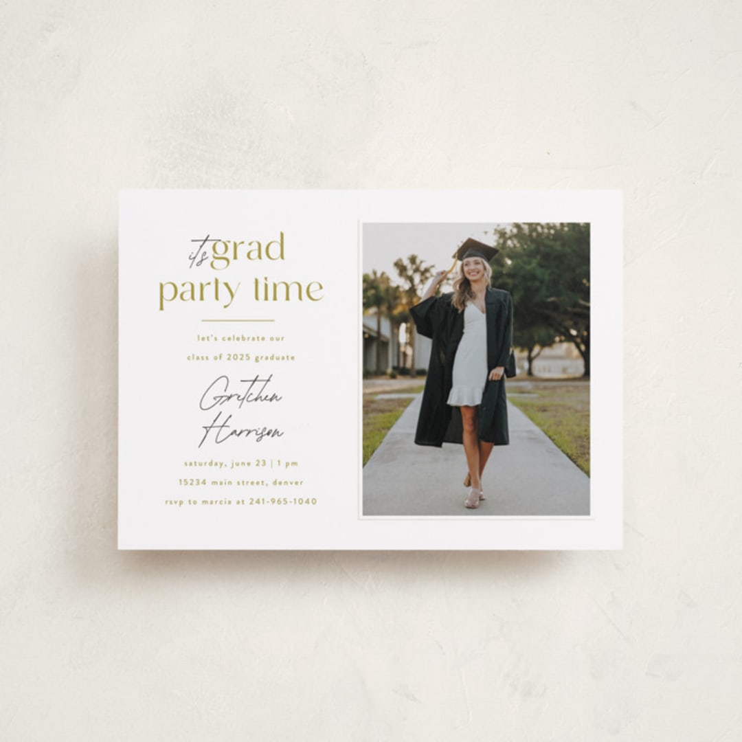 "Grad Party Time" - Graduation Party Invitations in Marigold by Ashlee Townsend - Front