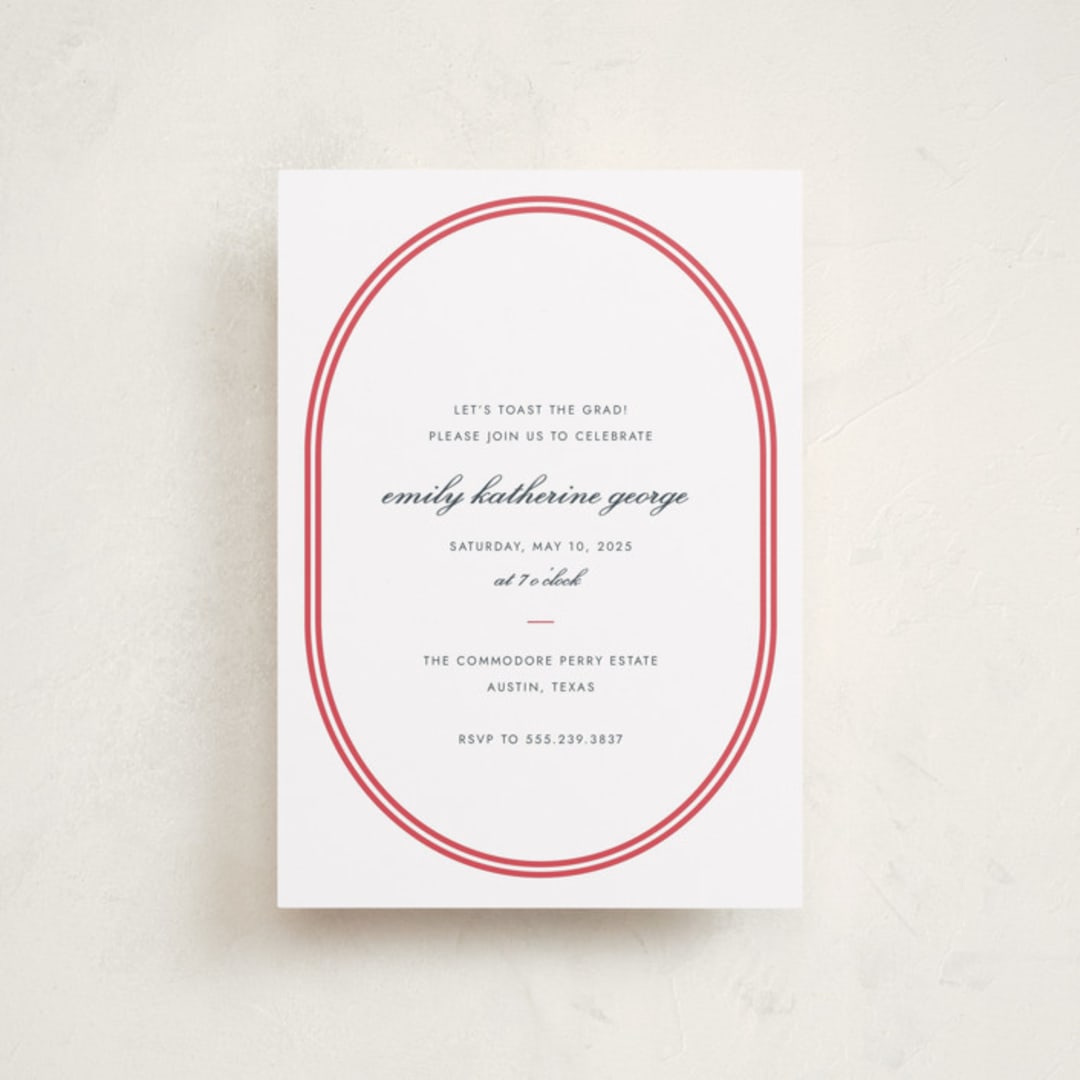 "Bocce" - Graduation Party Invitations in Cherry by Megan Davis - Front