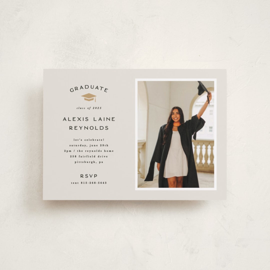 "Official Party" - Graduation Party Invitations in Ecru by Hooray Creative - Front