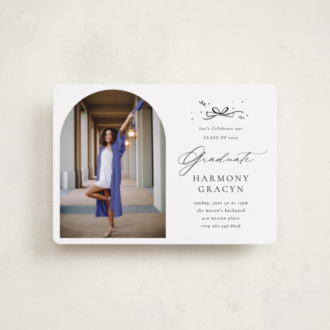 "Arch Photo" - Graduation Party Invitations in Quartz by Becky Nimoy - Front