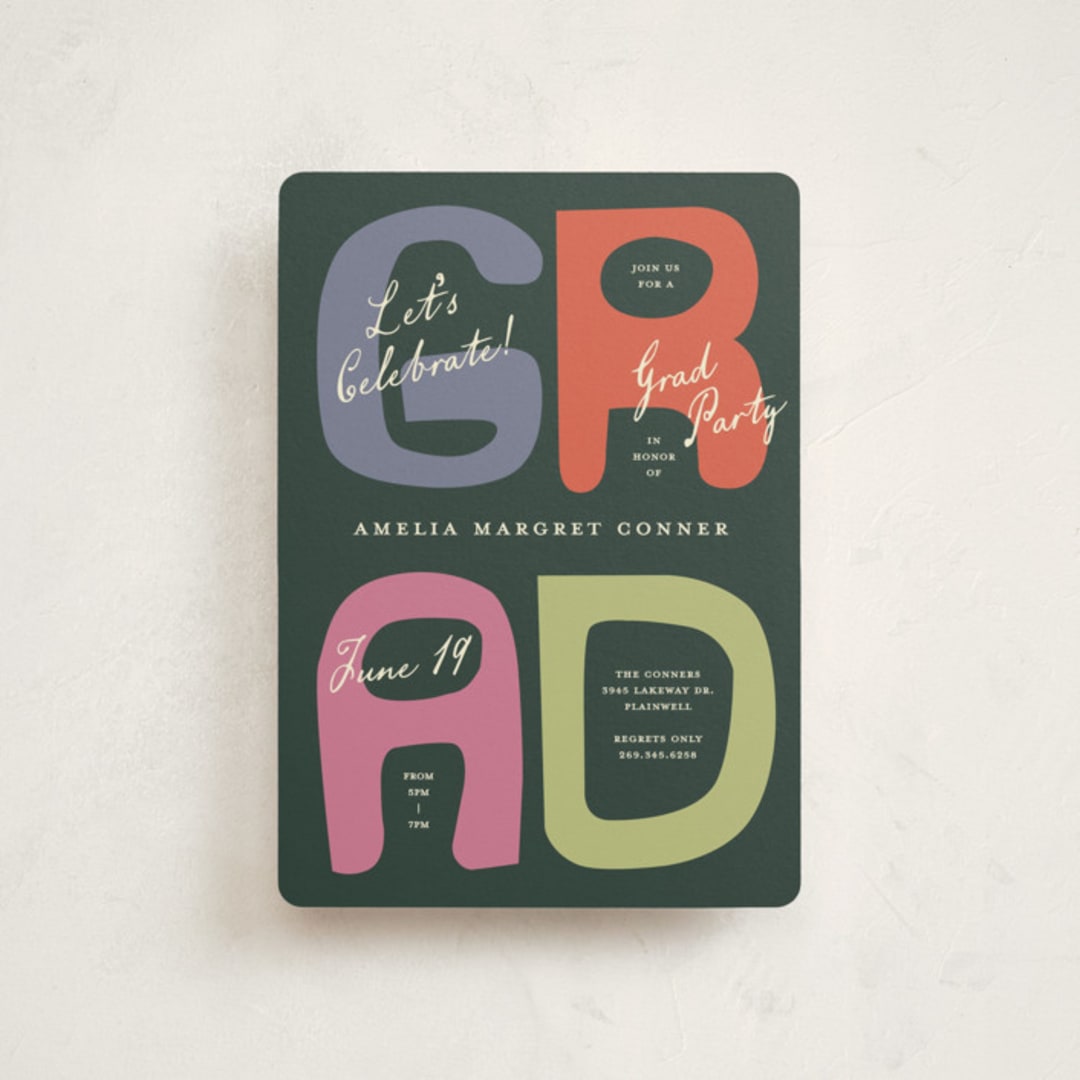 "Chunk" - Graduation Party Invitations in Funky by Pixel and Hank - Front