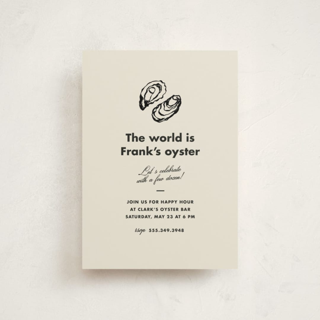 "Oyster" - Graduation Party Invitations in Caviar by Megan Davis - Front