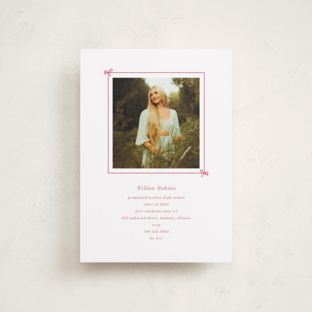 "PhotoBook" - Graduation Party Invitations in Peony by Baumbirdy - Front