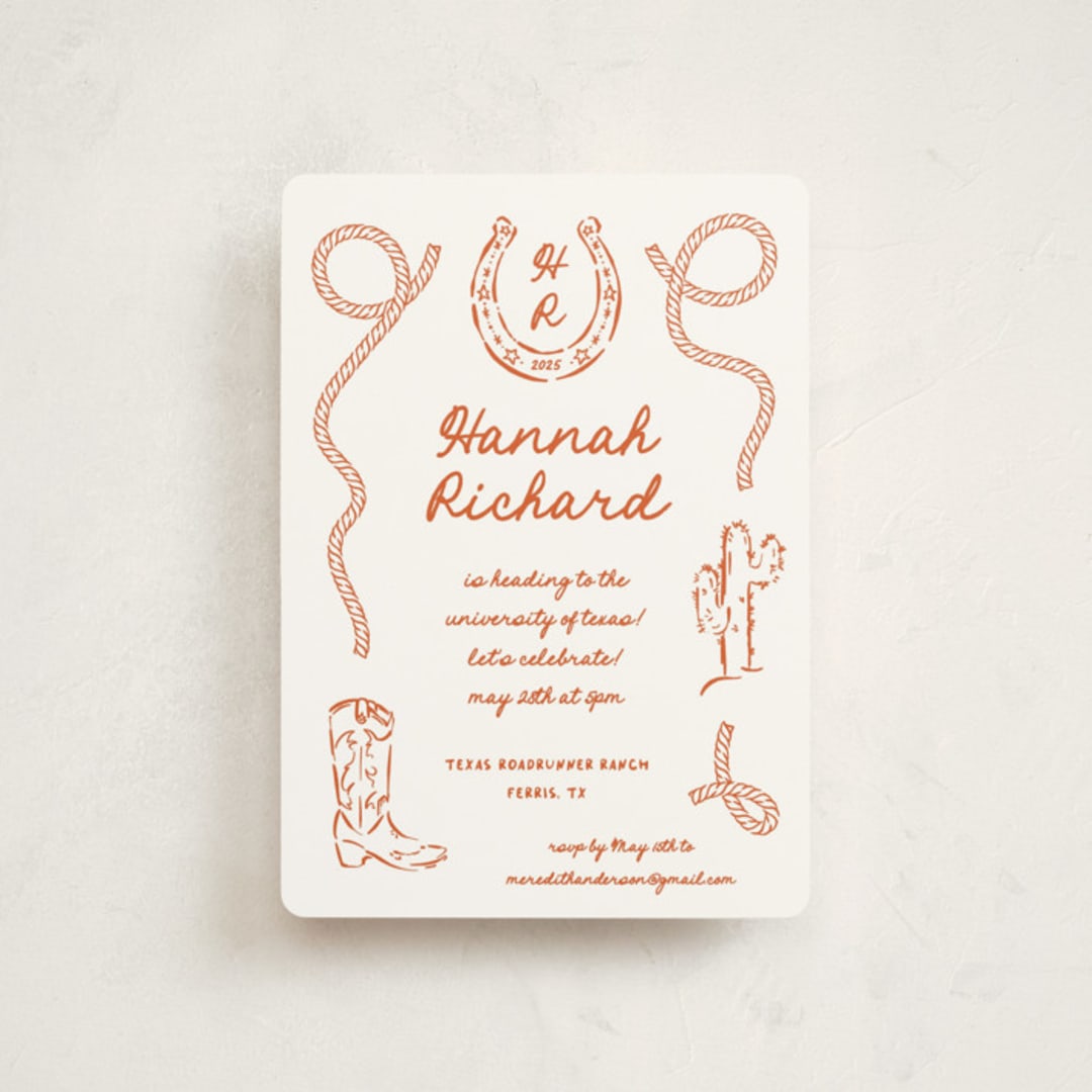 "Western" - Graduation Party Invitations in Bronco by Claudia Orengo - Front