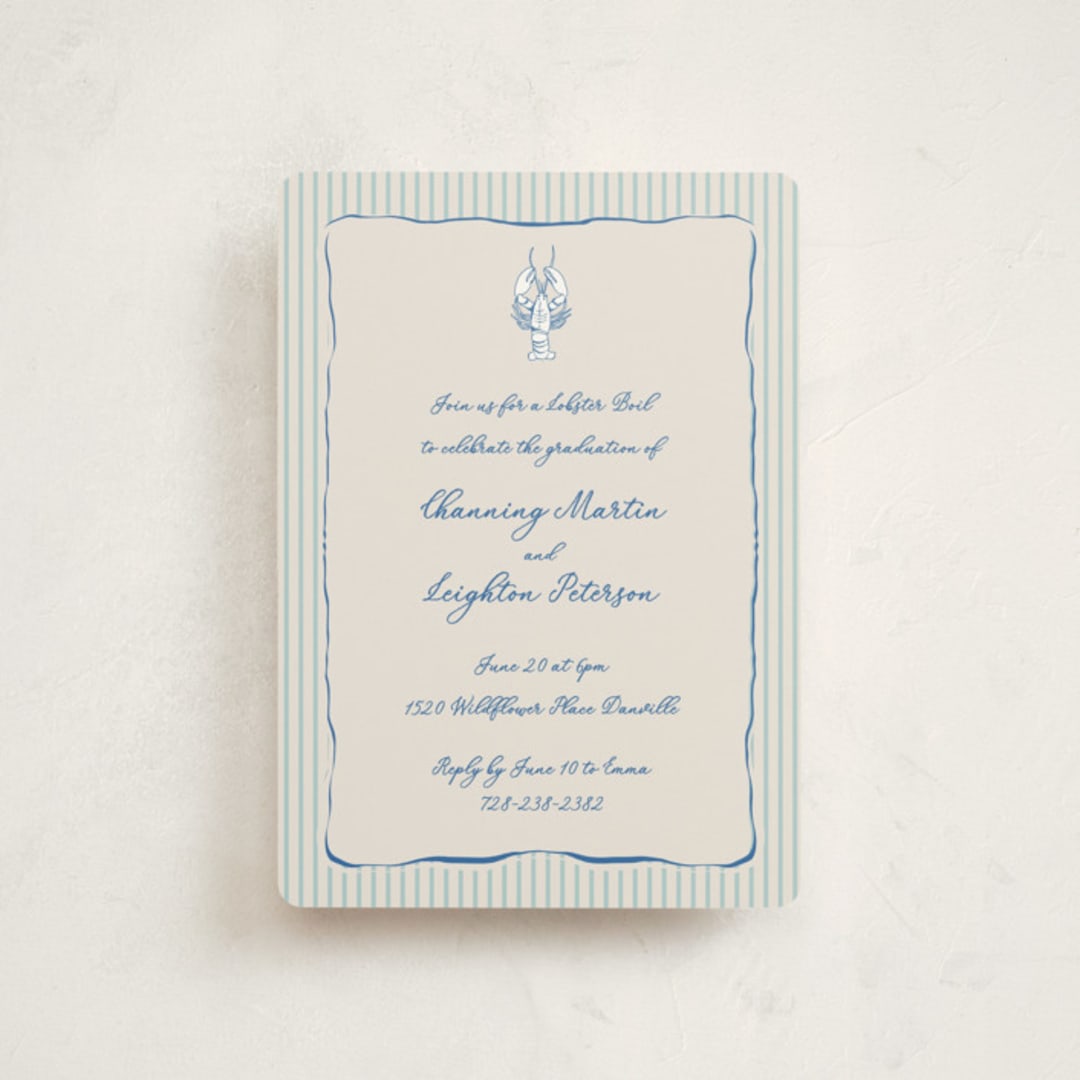 "easide Serenade" - Graduation Party Invitations in Marine by Lucrecia Caporale - Front