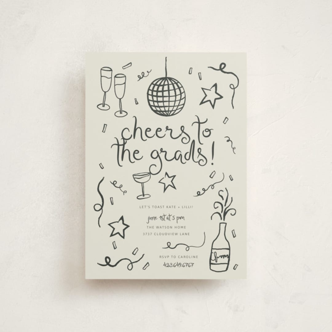 "New Year Cheer" - Graduation Party Invitations in Chalkboard by Kelly Watkins - Front