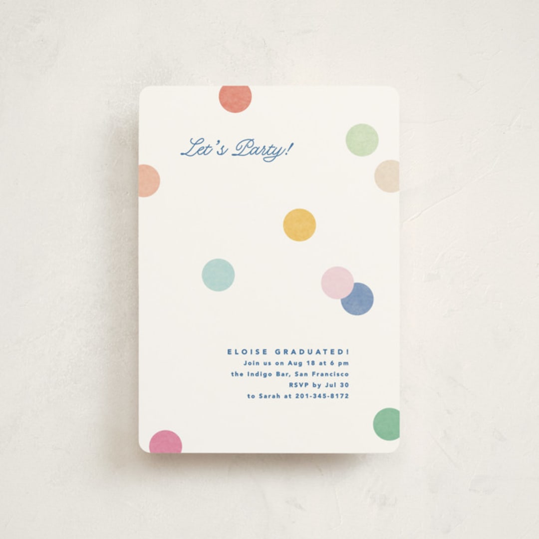 "Confetti party" - Graduation Party Invitations in Rainbow by Creo Study - Front