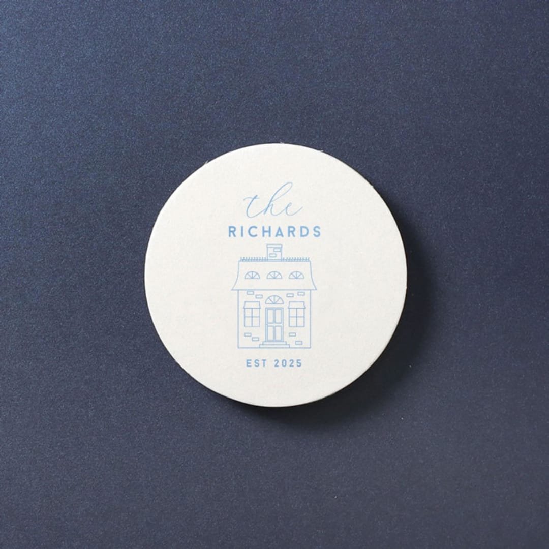 "Custom Family Home Coaster, round shape, set of 50" - Party Coasters in white by ForYourParty